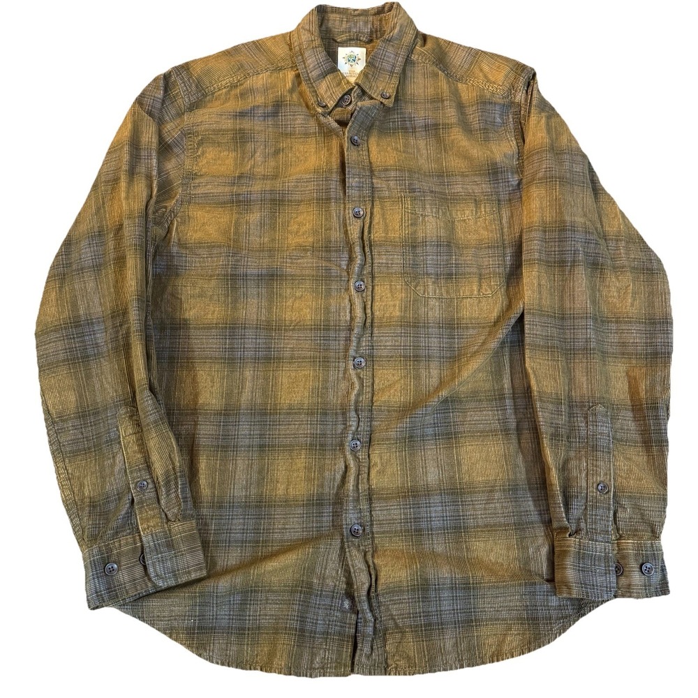 The Territory Ahead Men's Large Corduroy Long Sleeve Button Shirt Rustic Plaid